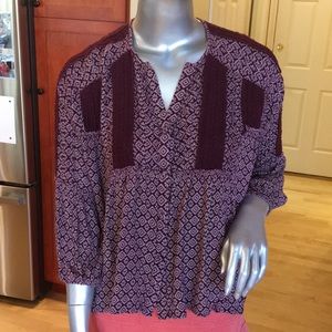 En Creme button up long sleeve crochet det…